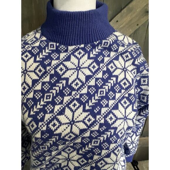 VTG Sweater Womens Large Village Green USA Snowflakes Winter Grandma Fair Isle - Picture 5 of 11